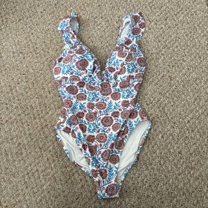 J Crew Floral One-Piece Swimsuit Size 10